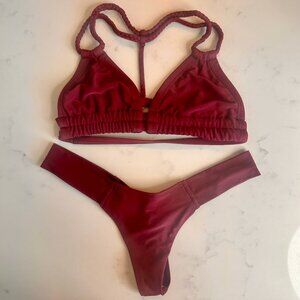 Montce Maroon Bikini Thong Set